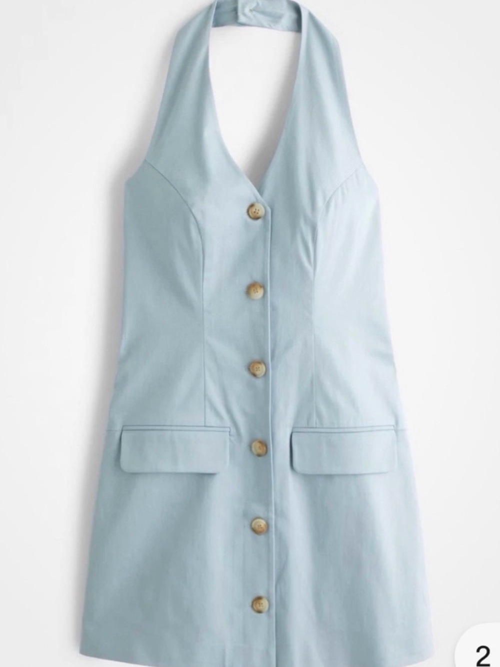 Abercrombie & Fitch Mara Halter Vest Mini Dress in Light Blue